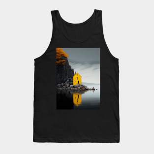 yellow house at the edge of the danish fjord Tank Top